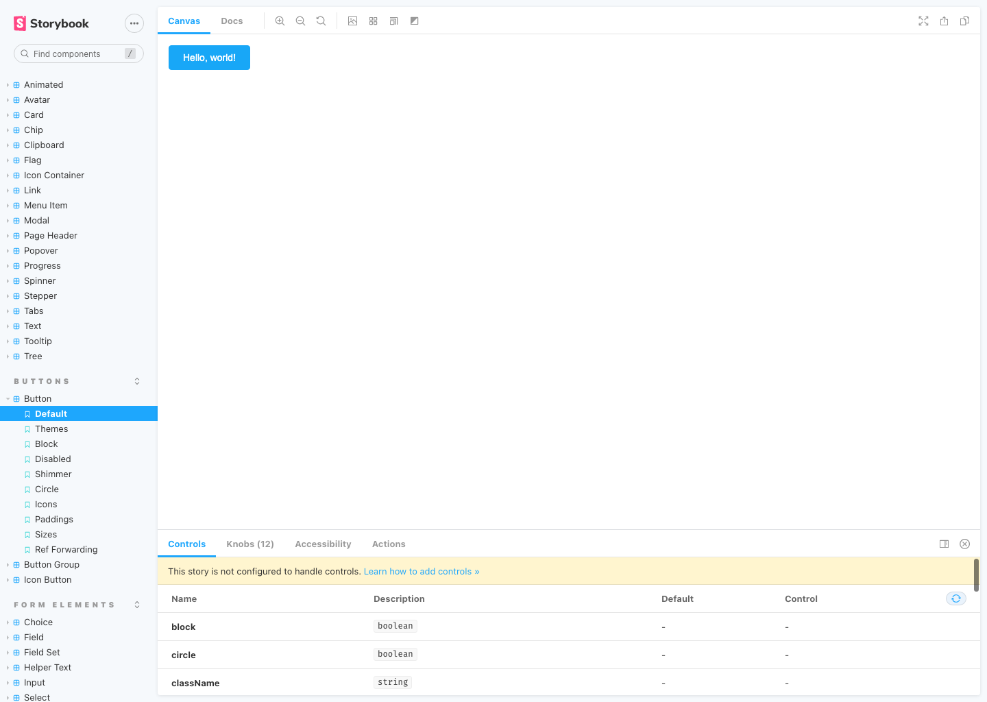 BLVD UI React Component Library in Storybook